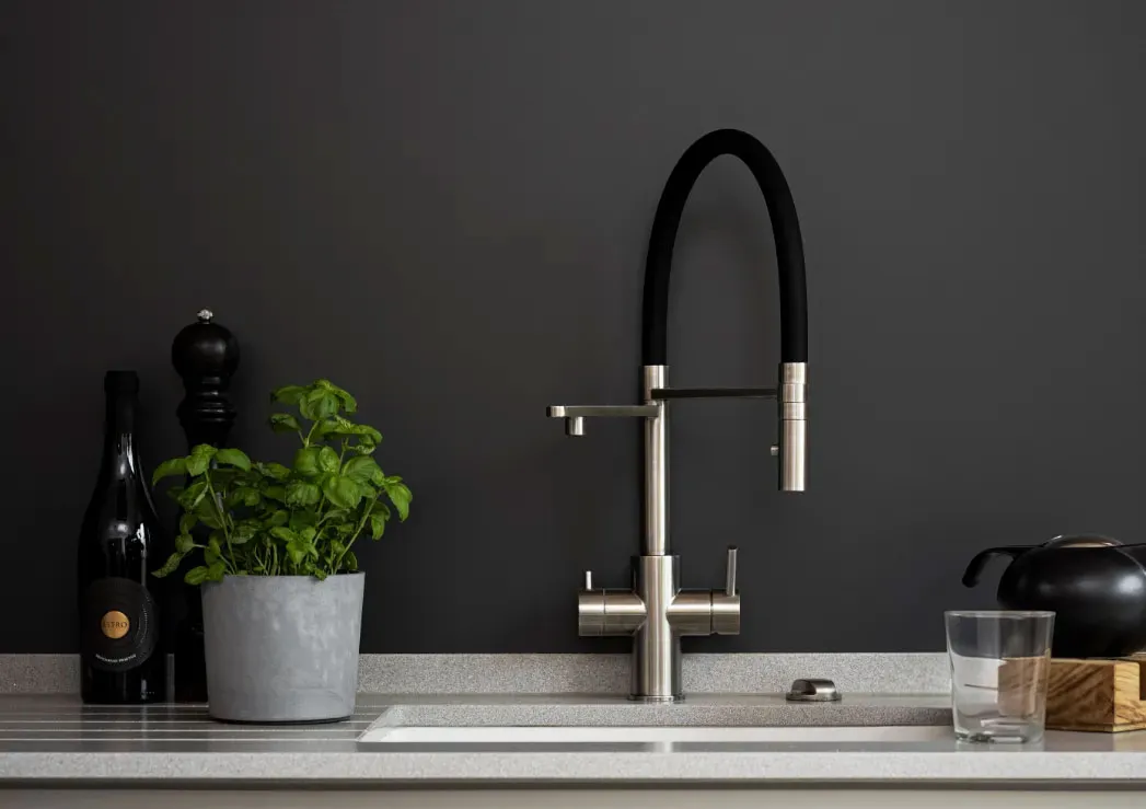 Edelstahl Armatur mit Brause Auslauf